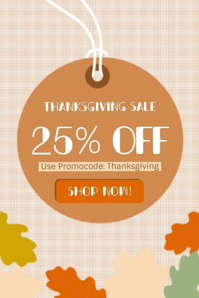 holiday, special, festival, Brown Thanksgiving Discount Pinterest Post Template
