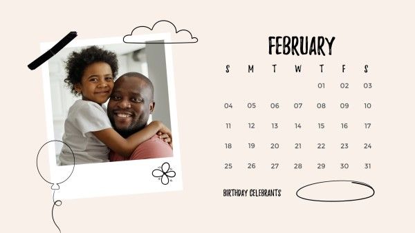 daily, date, day, White February Calendar Template