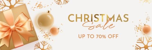 holiday, promotion, discount, White And Gold Modern Christmas Sale Twitter Cover Template