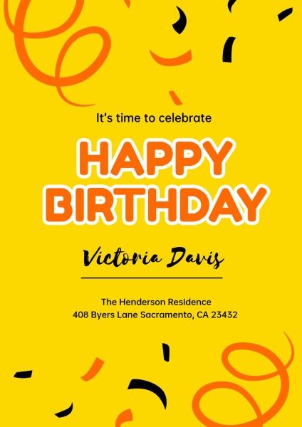 birthday, happy birthday, celebrate, Yellow Happy Birth Poster Template