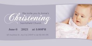 event, baptism, kid, Light Purple Simple Christening Invitation Twitter Post Template
