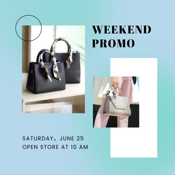 social media, business, fashion, Blue Woman Bag Weekend Sale Instagram Post Template