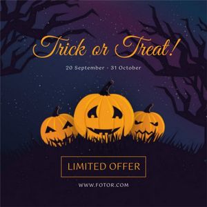 horror, pumpkin, festival, Violet Yellow Halloween Sale Instagram Post Template