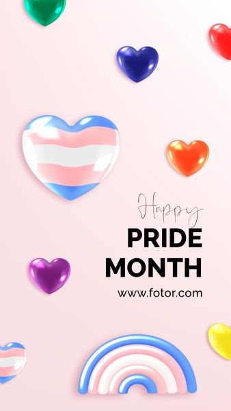 lgbt, lgbtq, lgbtq pride, Pink 3D Illustration Happy Pride Month Instagram Story Template