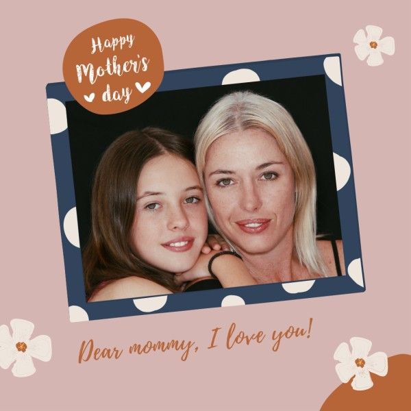 mothers day, mother day, mom, Pink Retro Illustration Mother's Day Photo Collage Instagram Post Template