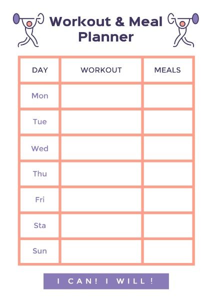 to do list, schedule, organize, Workout Planner Template