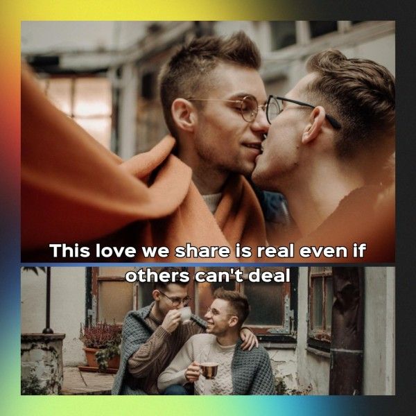hug, kiss, gay, Black LGBT Homosexual Love Quote Photo Collage (Square) Template