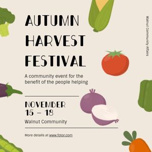 thanksgiving, food, fruit, Simple Autumn Harvest Festival Instagram Post Template