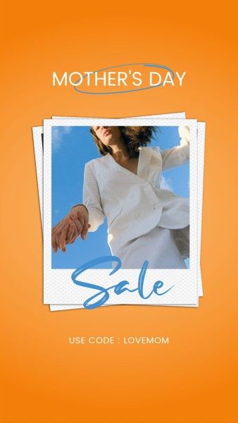 mothers day, mother day, promotion, Orange Gradient Polaroid Mother's Day Sale Instagram Story Template