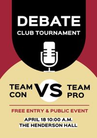 school, university, students, Red Debate Club Tournament Poster Template
