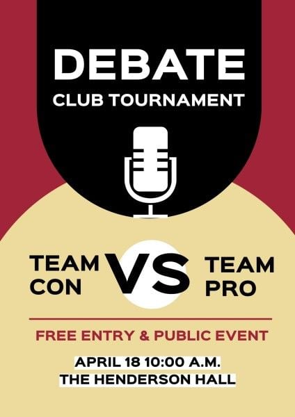 school, university, students, Red Debate Club Tournament Poster Template