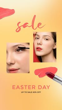 festival, promotion, promo, Orange Gradient Makeup Easter Sale Instagram Story Template