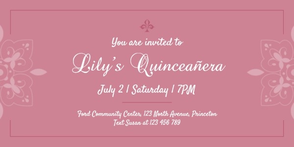 Pink Quinceanera Party Twitter Post