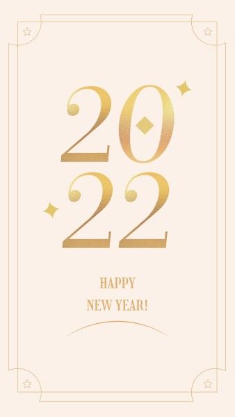 2022, simple, clean, Beige Happy New Year Instagram Story Template