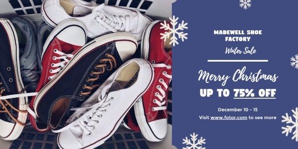 discount, promotion, shopping, Christmas Shoe Store Sales Twitter Post Template