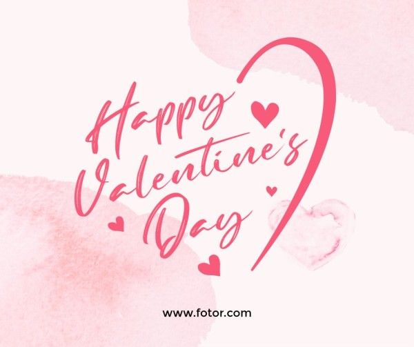 love, life, illustration, Pink Happy Valentines Day Wish Facebook Post Template