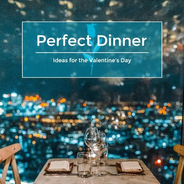 food, restaurant, valentines, Modern Valentine's Day Dinner Instagram Post Template