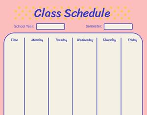 term, semester, blank, Pink And White Background Class Schedule Template