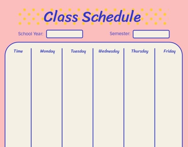 Pink And White Background Class Schedule