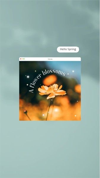 quote, flower, frame, Green Ui Digitalism Hello Spring Photo Collage Instagram Story Template