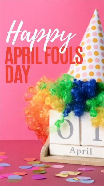 greeting, celebration, festival, Minimal Pink Happy April Fools' Day Instagram Story Template