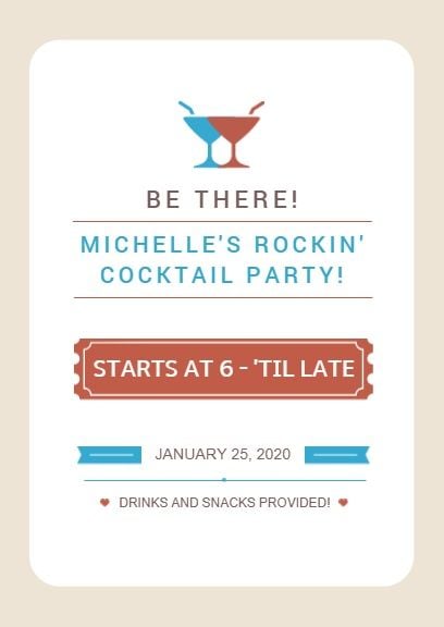 White Background Cocktail Party Invitation