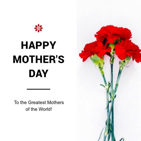 greeting, celebration, celebrate, Simple Carnation Blossom Happy Mother's Day Instagram Post Template