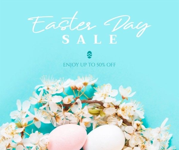 easter day, promo, discount, Blue Minimalist Easter Sale Facebook Post Template