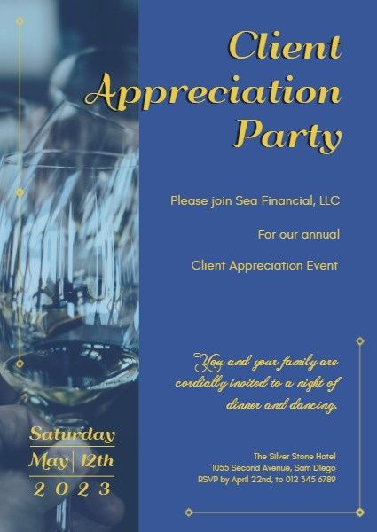 company, commercial, parties, Official Client Appreciation Party Invitation Template
