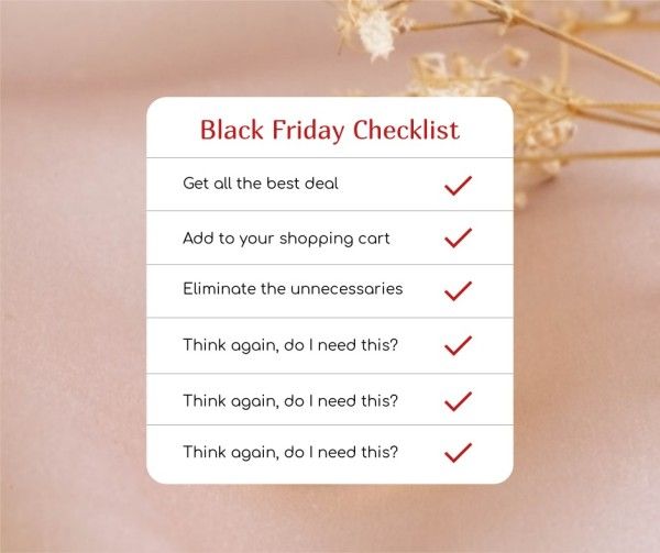 Pink Black Friday Checklist Facebook Post