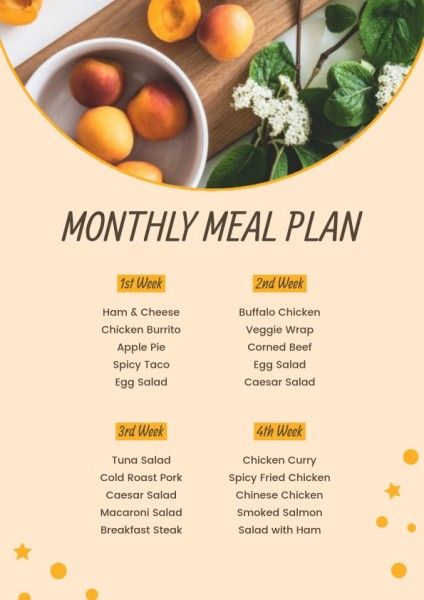 米色月度膳食计划 日常计划