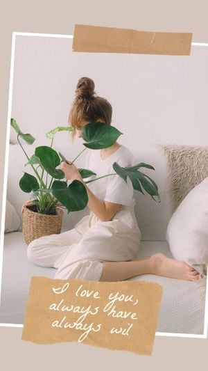 quote, leaf, plant, White Love You Girl Photo Instagram Story Template
