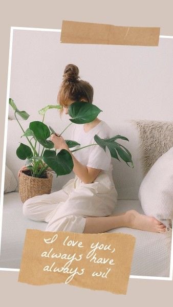 quote, leaf, plant, White Love You Girl Photo Instagram Story Template