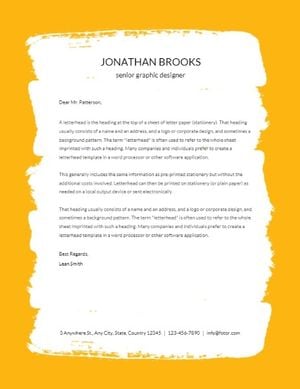 business, office, company, Yellow And White Brush Graphic Design Letter Letterhead Template