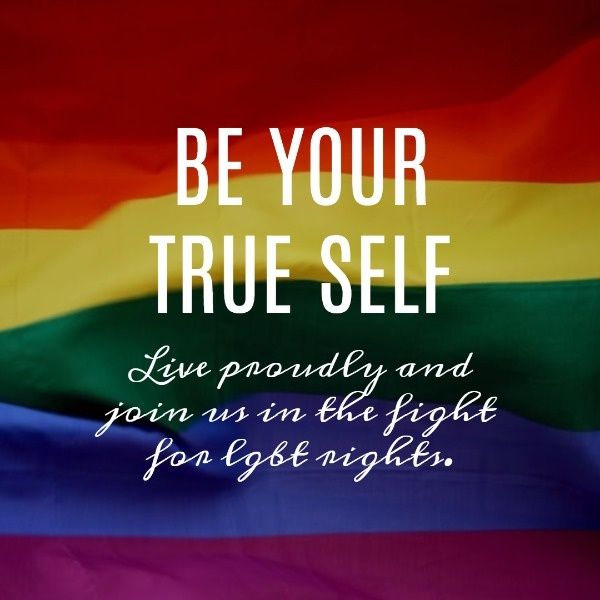 wedding, heart, love, Be Your True Self Rainbow Flag Quote Instagram Post Template