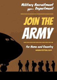 enlistment, cadeting, soilder, Join The Army Recruitment Poster Template