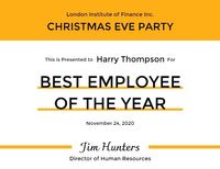 Best Employee Of The Year Certificate