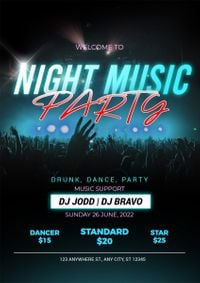 concert, event, party, Dark Blue Neon Night Music Festival Poster Template