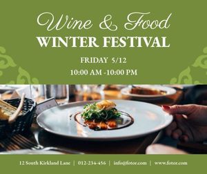 food, business, advertising, Green Wine Festival Facebook Post Template