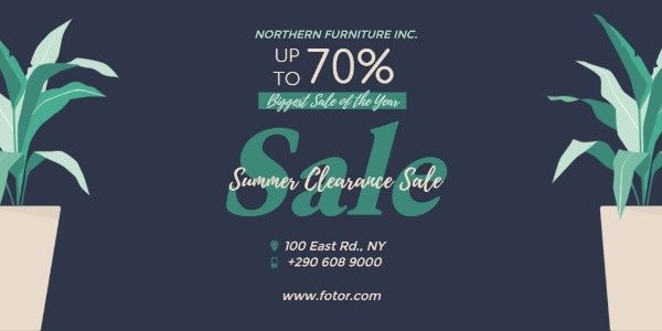 discount, promotion, promote, Navy Blue Summer Clearance Sale Twitter Post Template