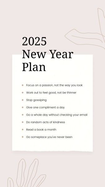 holiday, checklist, clean, Beige Pink New Year Plan Instagram Story Template