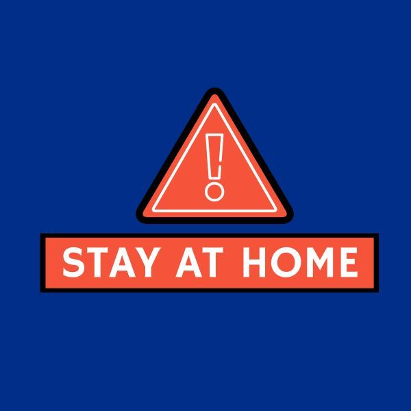 virus, covid-19, medical, Stay At Home Warning Instagram Post Template
