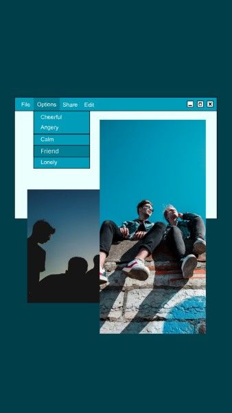 friends, live, life, Blue Windows Collage Instagram Story Template