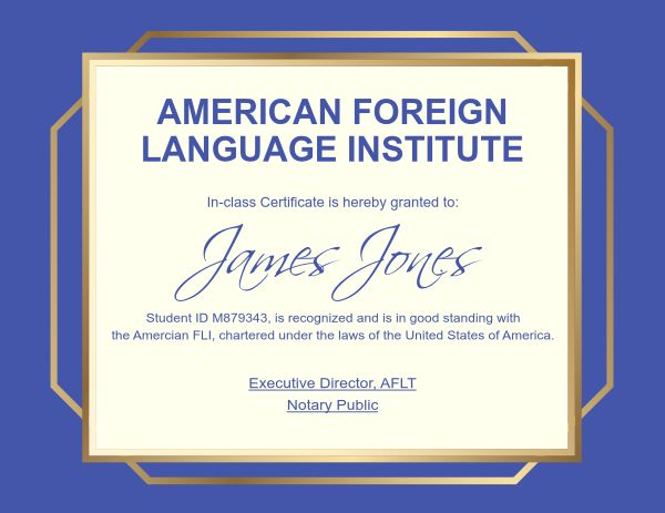 Certificate Of Language Institution Certificate