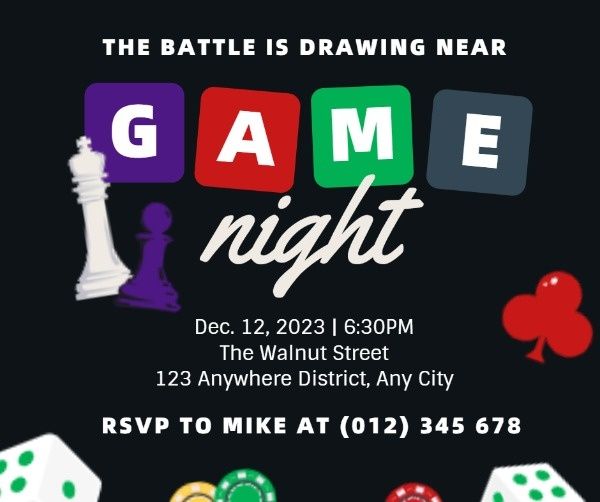 party, gambling, chest, Dice Game Night Invitation Facebook Post Template