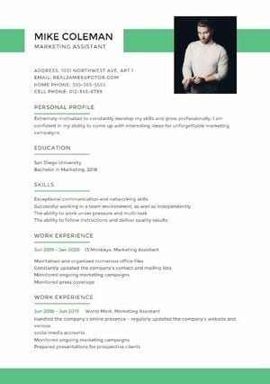 Marketing Assistant Simple  Resume