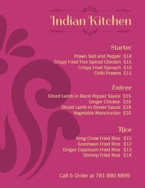 food, restaurant, floral, Indian Cuisine Menu Template
