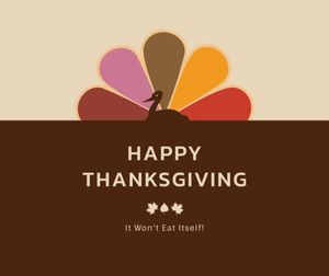 holiday, greeting, celebration, Brown Orange Turkey Thanksgiving Facebook Post Template