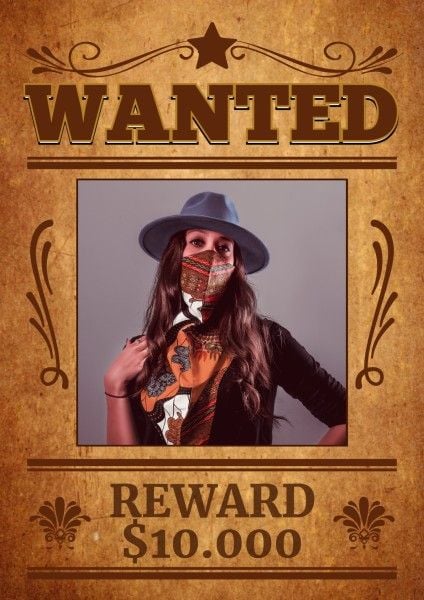 reward, looking for, characteristic, Brown Dusty Wanted Poster Template