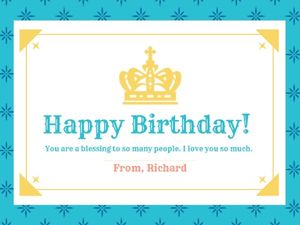 Blue And White Crown Prince Birthday Card Card
